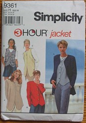 9361 3 HR JACKET LENGTHS LINED OR NOT,VESTS PATTERN 12-16